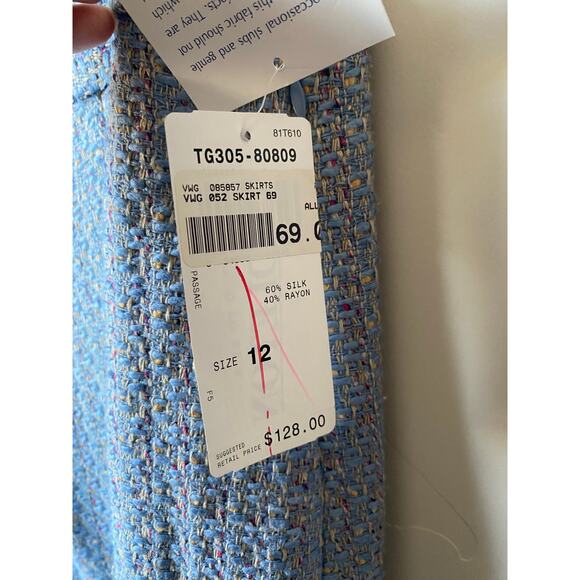 NWT Pendleton Blue Tweed Silk Blend Midi Skirt- Size 12 - Picture 4 of 14